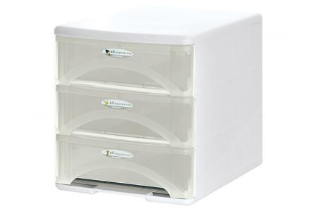 Tower Tidy with 3 Matching Slim Rainbow-Handle A4 Sized Drawers