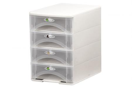 Tower Tidy with 4 Matching Slim Rainbow-Handle A4 Sized Drawers - Tower tidy with 4 matching slim rainbow-handle A4-size drawers.