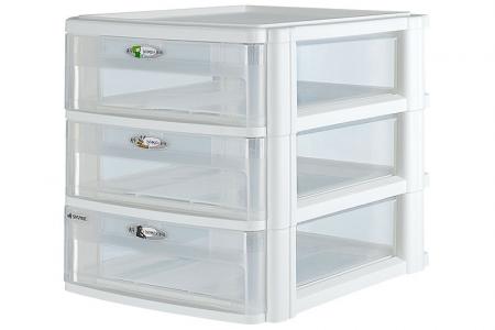 Tower Tidy with 3 Matching Large-Handle A4 Sized Drawers - Tower tidy with 3 matching large-handle A4-size drawers.