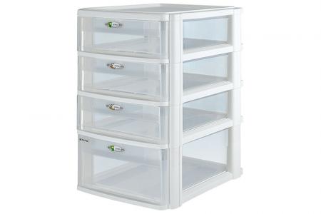Tower Tidy with 4 Assorted Large-Handle A4 Sized Drawers - Tower tidy with 4 assorted large-handle A4-size drawers.