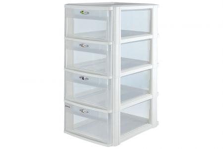 Tower Tidy with 4 Matching Large-Handle A4 Sized Drawers - Tower tidy with 4 matching large-handle A4-size drawers.