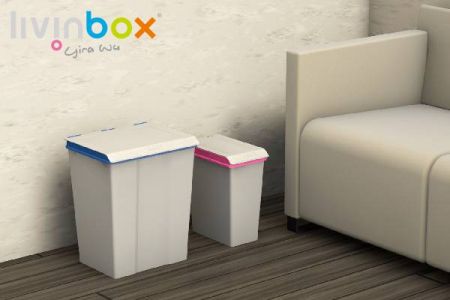 livinbox recycle bins in blue and pink