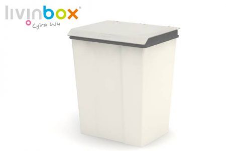 Large Recycle Bin with lid, 28L - Large recycle bin with lid (28L volume) in grey.