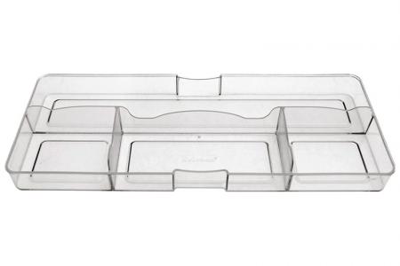 Desk Drawer Tidy with Large Front and 4 Compartments - Desk drawer tidy with large front and 4 compartments in clear.