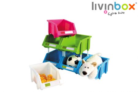 livinbox 6PCS PP Plastic Pelican Stackable Storage Bins Cubes