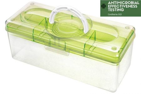 Portable Antibacterial Craft Organizer Box, 5.3 Liter - Lockable antibacterial hobby storage box