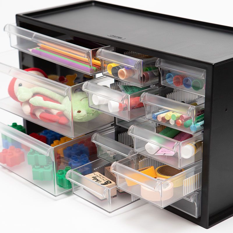 Almacenamiento de escritorio de plástico grande con 13 cajones