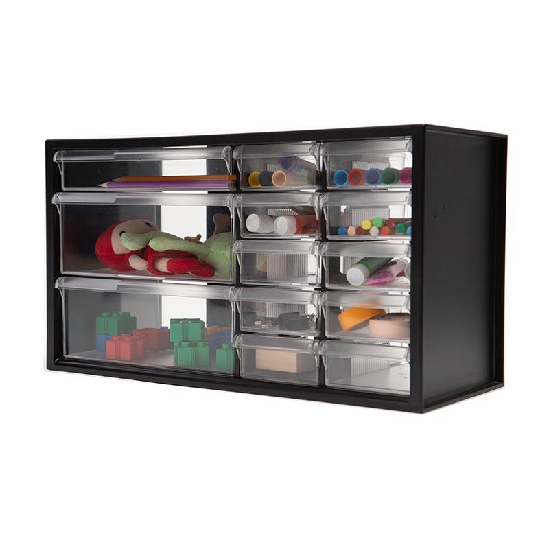 Großer Schreibtisch aus Kunststoff mit 13 Schubladen