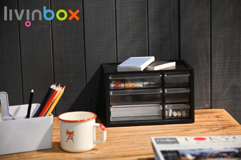 Small plastic desktop storage with 6 drawers Plastic Storage