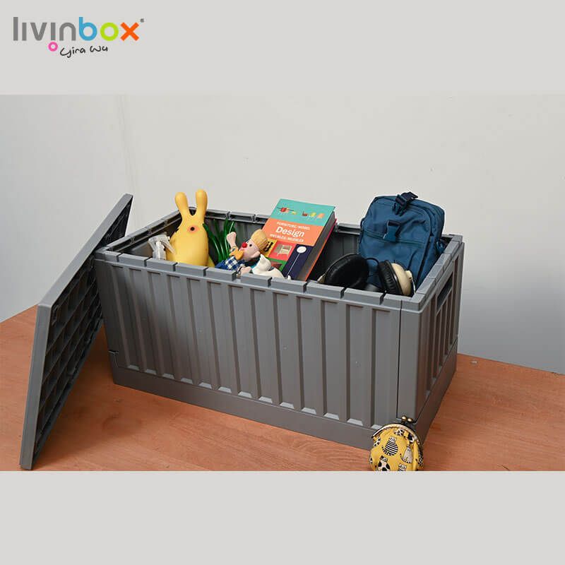 45L zusammenklappbarer Kunststoff-Aufbewahrungsbehälter mit Deckel