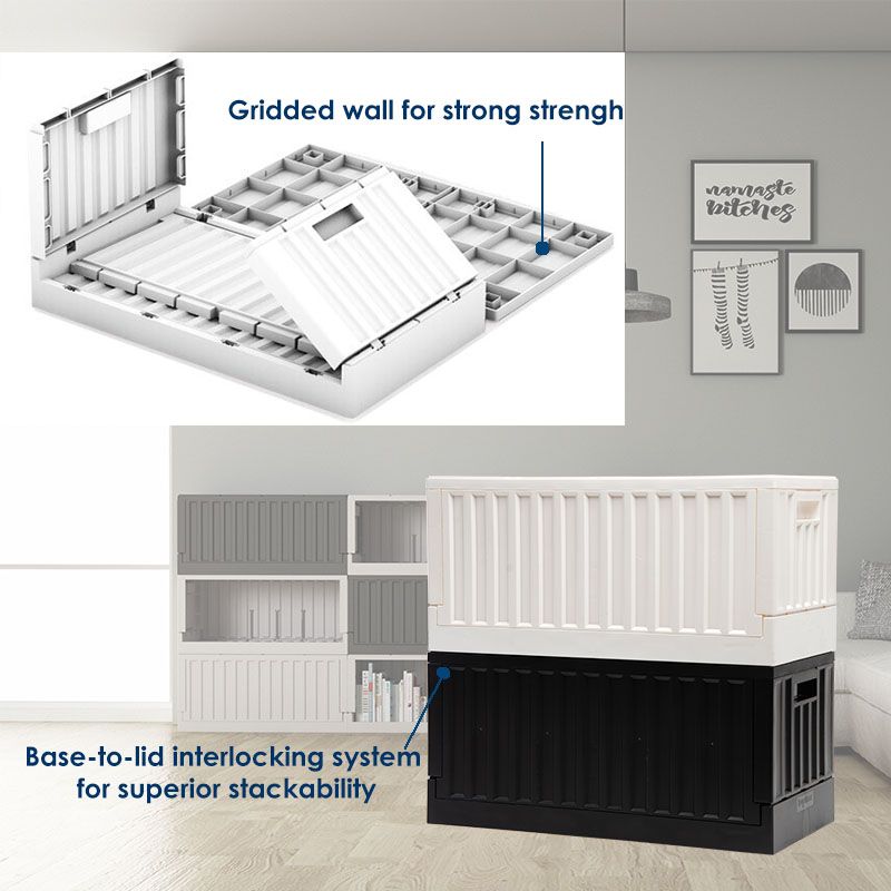 Zusammenklappbarer 45-Liter-Kunststoffbehälter mit Deckel