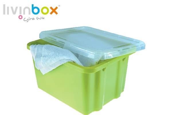 Großer stapelbarer und stapelbarer Vorratsbehälter mit Deckel, 28L