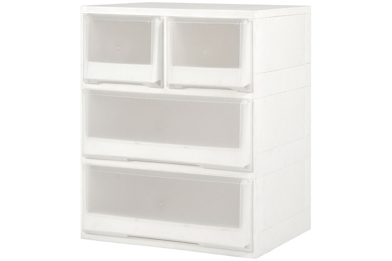 Flat-Pack-Kommode mit 4 sortierten Schubladen - 2 große Schubladen, 2