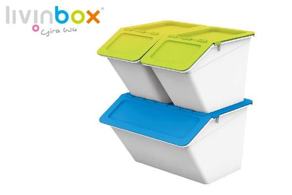 Stapelbarer Vorratsbehälter mit Klappdeckel, 30L