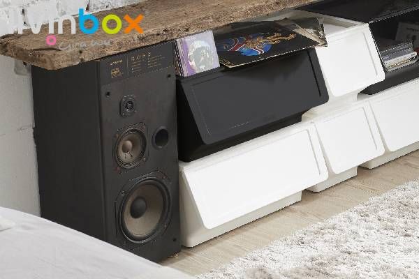 Recipiente de almacenamiento apilable con boca más ancha, 46L