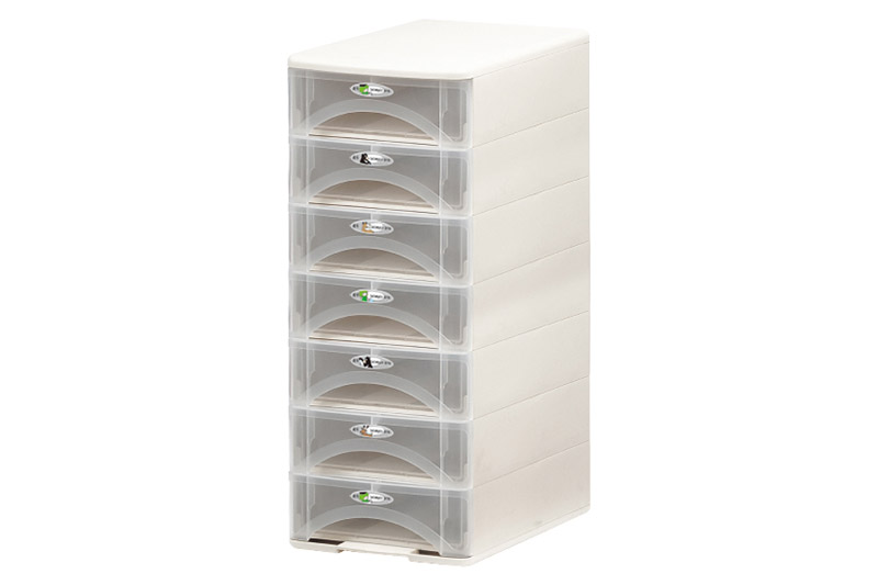 Tower Tidy with 7 Matching Slim RainbowHandle A4 Sized Drawers