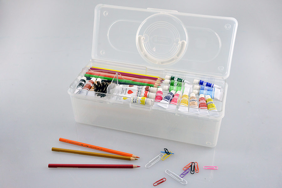 Portable Craft Organizer Box, 3.3 Liter Plastic Storage Solutions
