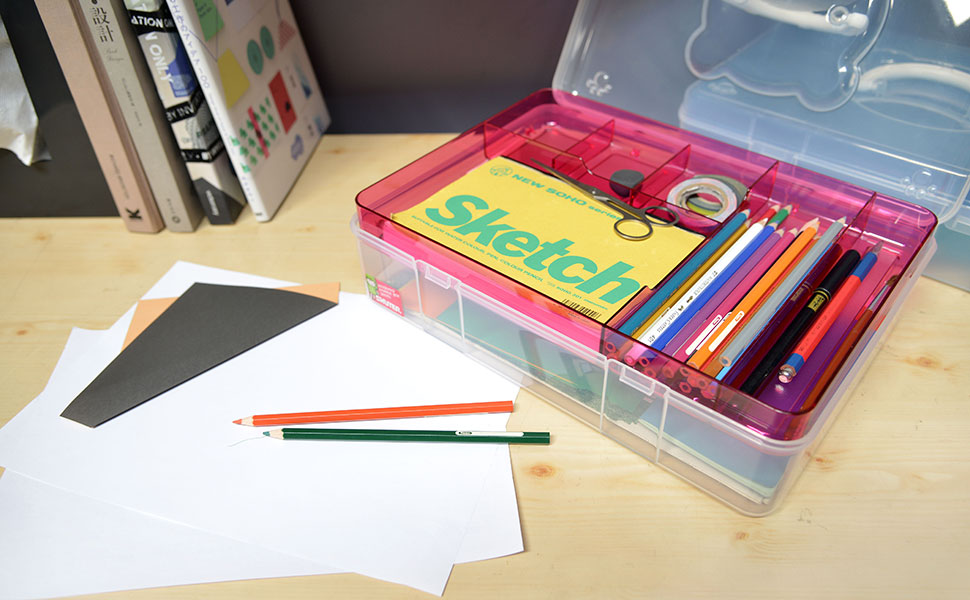 Portable Craft Organizer Box, 6.3 Liter Plastic Storage Solutions