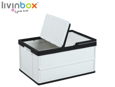 Cesta de la compra plegable de plástico con tapa - 27L | Soluciones de
