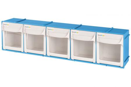 Juego de papeleras abatibles con 5 compartimentos de cajones