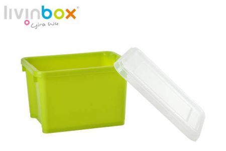Recipiente de almacenamiento grande apilable y anidado con tapa, 28L