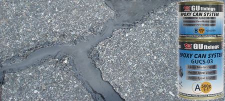 Low viscosity epoxy can system for filling cracks