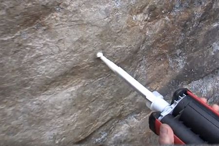 Glue-in anchor fixing for rock climbing
