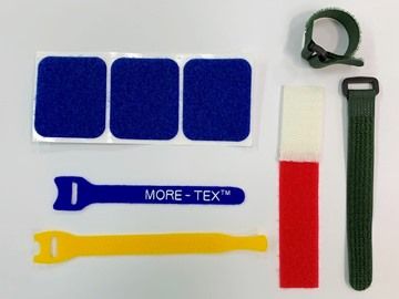 黏扣帶可延伸製成各式成品帶，包含車縫包邊帶、加工綁帶、線材綁帶、客製包裝。