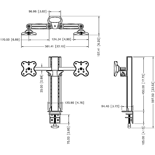 Dual Monitor Arm - Clamp or Grommet Mount | Butterfly EGL-201D / 301D