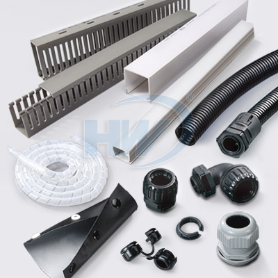 Wiring ducts,conduits and fittings,cable glands bushings,spiral wrapping bands