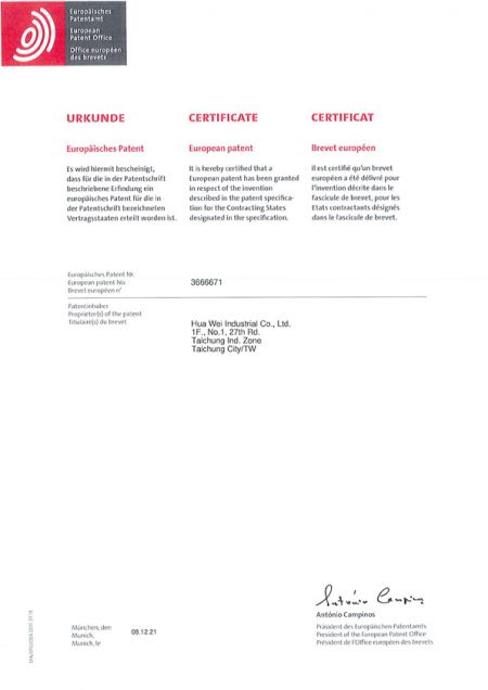 Certificado de patente de la UE: herramienta de instalación de bridas para cables (GIT-703)