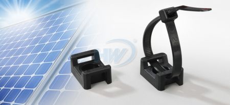 21.9x15.9x9.7mm (0.9x0.6x0.4 inch) Cable Tie Mounts, Saddle Type, PA12 (Solar / Photovoltaic), Max. tie width: 9.0mm (0.35 inch), Mounting Hole: 5.0mm (0.20 inch) - Polyamide 12 (Solar / Photovoltaic) Saddle Cable Tie Mounts