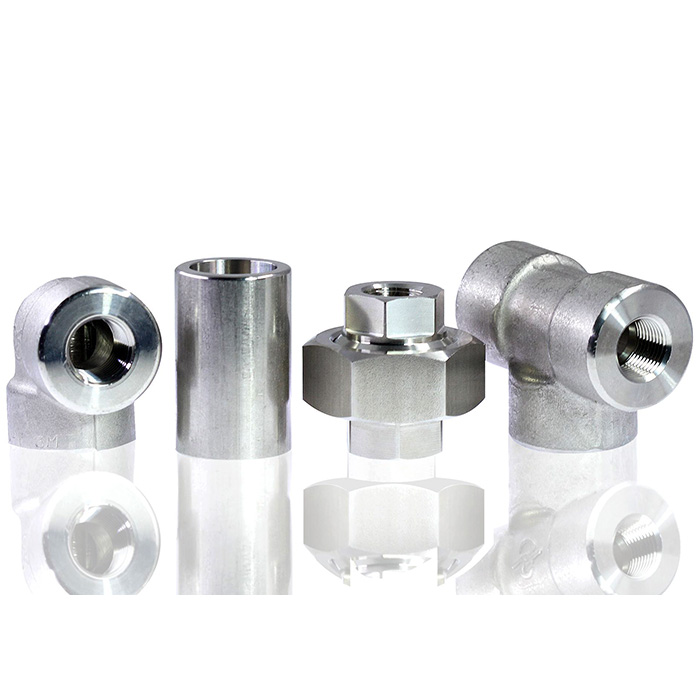 304/316 Stainless steel High Pressure Pipe Fittings shows Threaded Elbow 2000Lb/3000Lb (PT/NPT x PT/NPT x PT/NPT), Socket Weld Half Coupling 3000Lb, Threaded Union (three-piece) 3000Lb, and Threaded Tee 2000Lb/3000Lb.