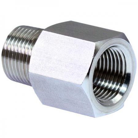 Hex Adapter - Reduction with male and female thread and hexagonal nut.