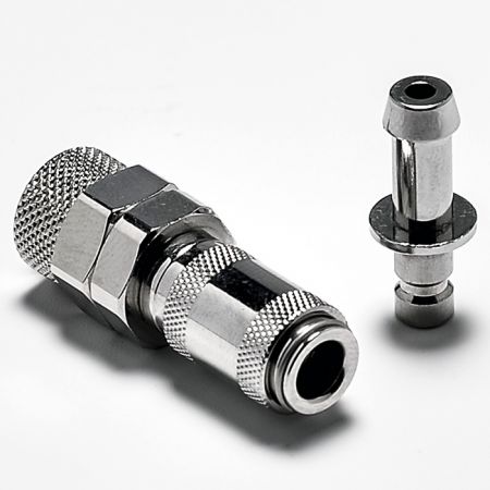 Mini One Touch - Stainless steel one-way shutoff quick couplings are widely used in medical device.