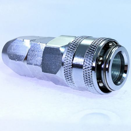 One Touch Quick Couplings PU Socket (Steel) - Also known as one-hand operation quick coupling, one-hand operation quick coupler, one-hand quick release coupling.