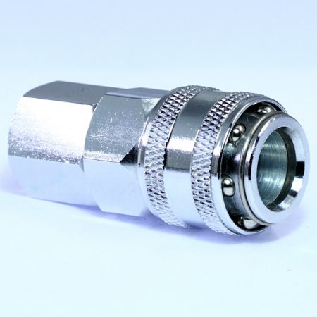 One Touch Quick Couplings Female Socket (Steel) - Also known as one-hand operation quick coupling, one-hand operation quick coupler, one-hand quick release coupling.