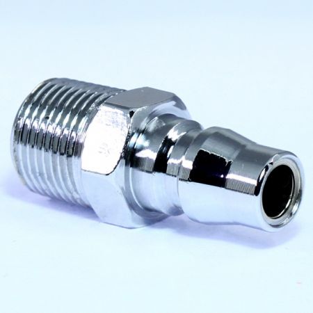 One Touch Quick Couplings Male Plug (Steel) - Also known as one-hand operation quick coupling, one-hand operation quick coupler, one-hand quick release coupling.