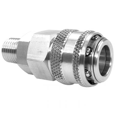 One Touch Quick Coupling Male Socket (SUS) - Also known as one-hand operation quick coupling, one-hand operation quick coupler, one-hand quick release coupling.