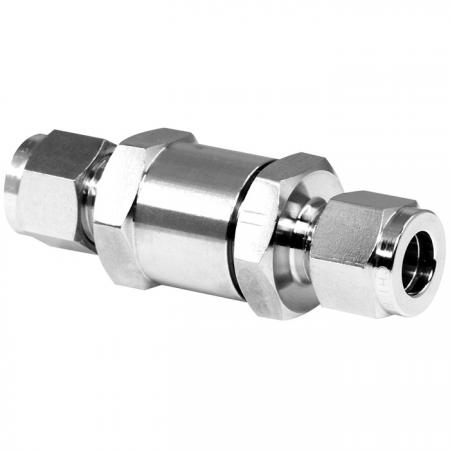 Válvula de retención de tubo - La válvula de retención de doble virola de acero inoxidable permite ajustar la presión.