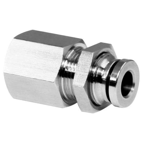 SUS Pushin Pneumatic Fittings Bulkhead Female Connector SUS304 Push