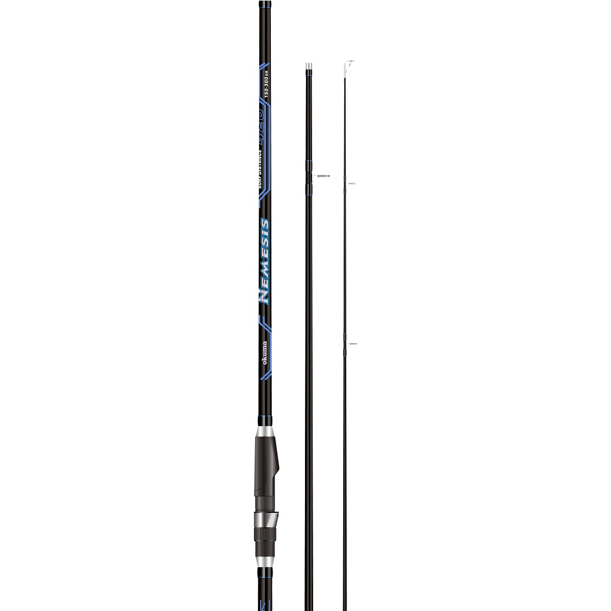 Nemesis Surf Rod - Okuma Nemesis Surf Rod-Ultra-responsive 24-carbon blank construction with solid tip-Quality stainless steel frame guides-Strong graphite reel seats