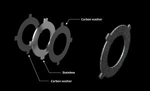 Arandelas de arrastre multidisco, de acero inoxidable e híbridas de carbono, hasta 9 kg (20 lb) de arrastre máximo