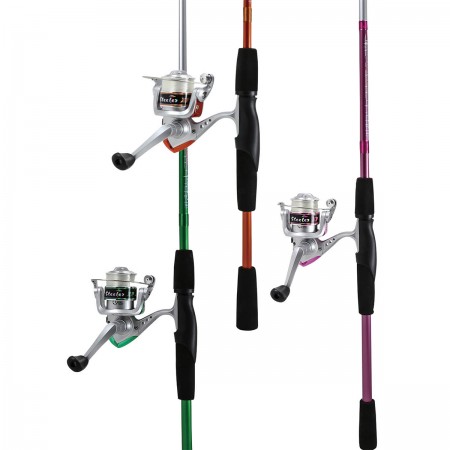 Steeler XP Spinning Combos - Okuma Steeler XP Spinning Combos-The colorful, fun and easy-to-fish Steeler rod and reel combos-Great choice for trips to the pond or lake-Durable glass fiber rod blank construction