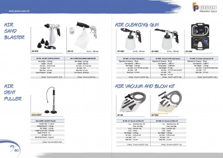 GISON Kit Air Spot Sand Blaster, Air Dent Puller, Air Foams Cleaning Gun, Swing Air Knife Cleaning Gun, Air Vacuum and Blow Kit