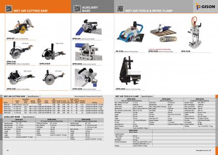 Wet Air Cutting Saw, Beveling Auxiliary Base, Wet Air Stone Router, Wet Air Fluting Tool, Wet Air Drilling Maching, Mitre Clamp