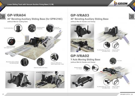 GP-VRA03/04 Beveling Auxiliary Sliding Base၊ GP-VRA02 Y ဝင်ရိုးတန်း ရွှေ့လျားနေသော Sliding Base