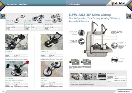 GISONSuction Lifter, Seam Setter, GPW-A03 Mitre Clamp