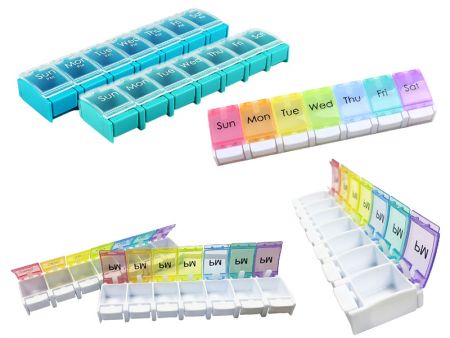 Еженедельный органайзер для таблеток с индивидуальной печатью - Индивидуальный еженедельный органайзер для таблеток для оптовых продаж.