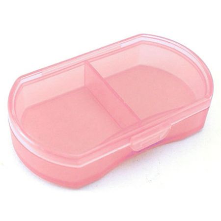 Daily 2 Grids Small Plastic Pill Capsule Box Case - Pill Case Appearance 5.8 x 3.5 x 1.3cm